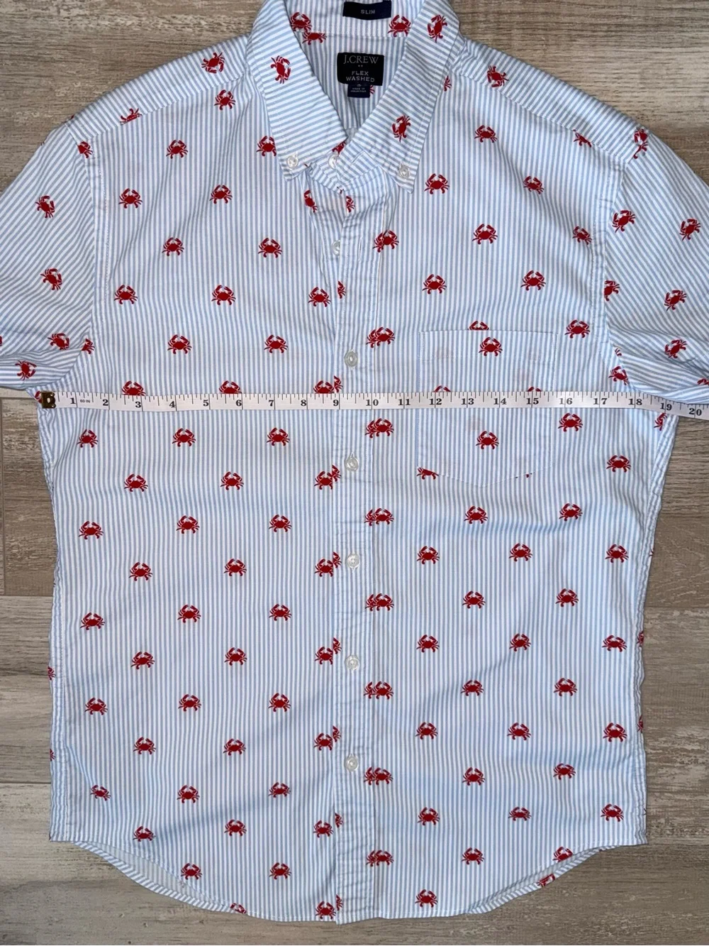 J.Crew Flex Washed Slim Fit Crab Print Button Down Shirt Coastal Nautical - Picture 9 of 10